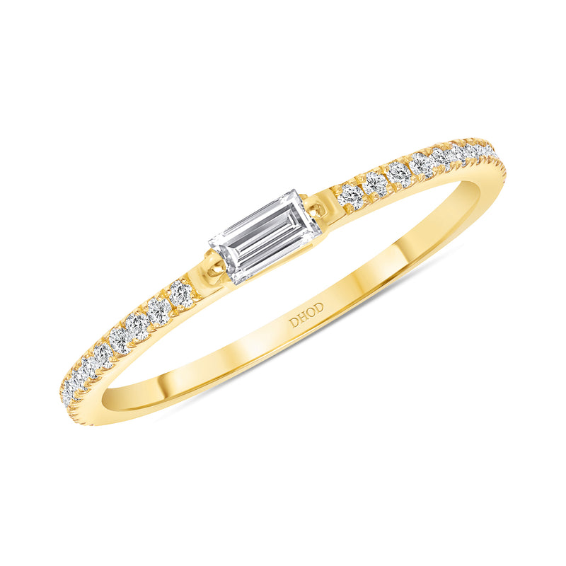 14K Gold Single Baguette Stackable Band