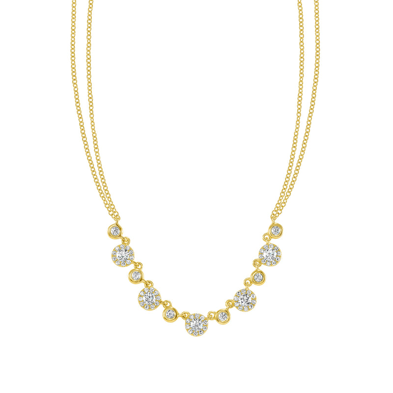 14K Gold Diamond Bezel Necklace