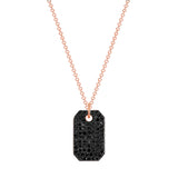 14K Gold Black Diamond Dog Tag Pendant