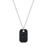 14K Gold Black Diamond Dog Tag Pendant