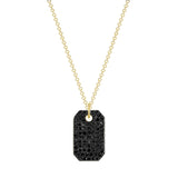 14K Gold Black Diamond Dog Tag Pendant