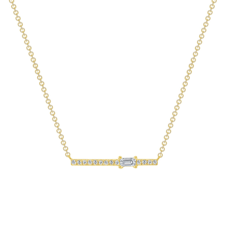 14K Gold Diamond Baguette Bar Pendant