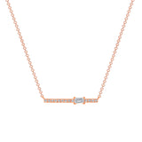 14K Gold Diamond Baguette Bar Pendant