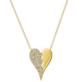 14K Gold Half Diamond Heart Pendant