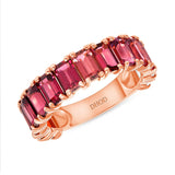 14K Gold Emerald Garnett 3/4 Eternity Band