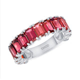 14K Gold Emerald Garnett 3/4 Eternity Band