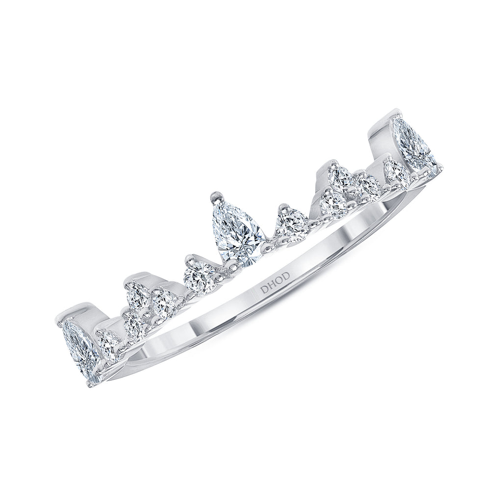 Crown of Love 14k White Gold Twig Band Diamond Ring