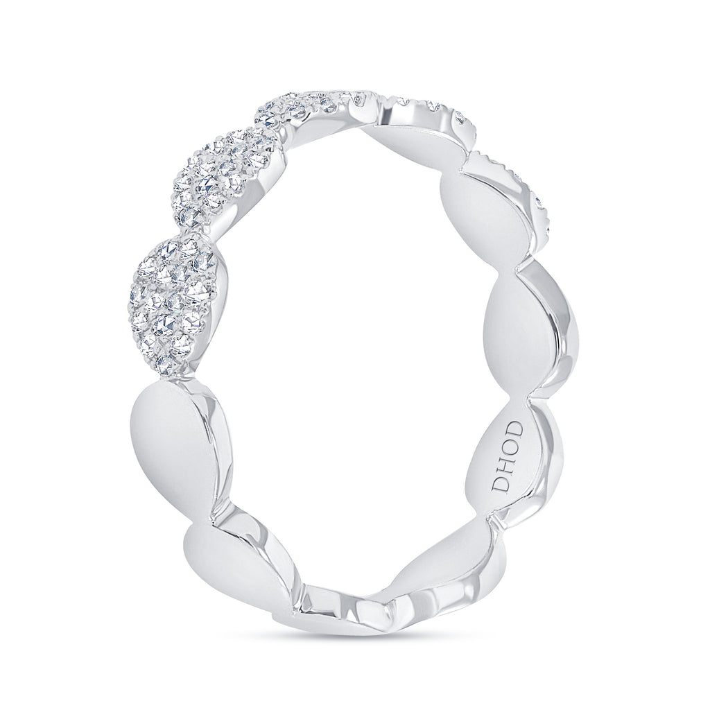 14K Gold Half Eternity Pavé Diamond Band