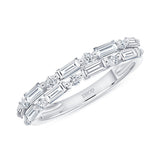 14K Gold Diamond Round Baguette Band