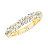 14K Gold Diamond Round Baguette Band