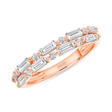 14K Gold Diamond Round Baguette Band