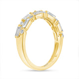 14K Gold Diamond Round Baguette Band