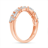 14K Gold Diamond Round Baguette Band