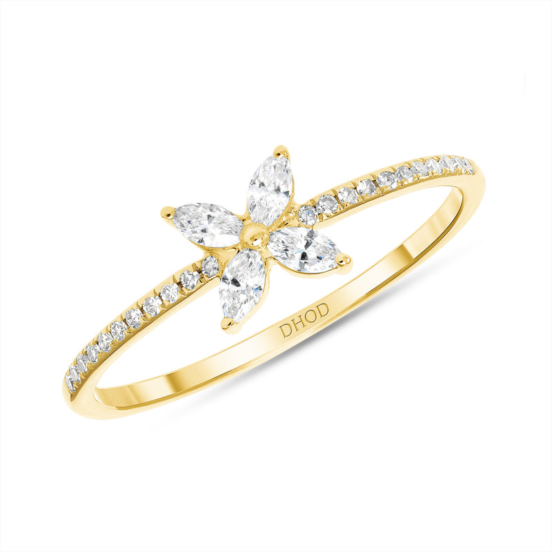 Gold Diamond Flower Promise Ring