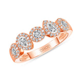 14K Gold Pear and Round Diamond Halo Band