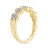 14K Gold Pear and Round Diamond Halo Band