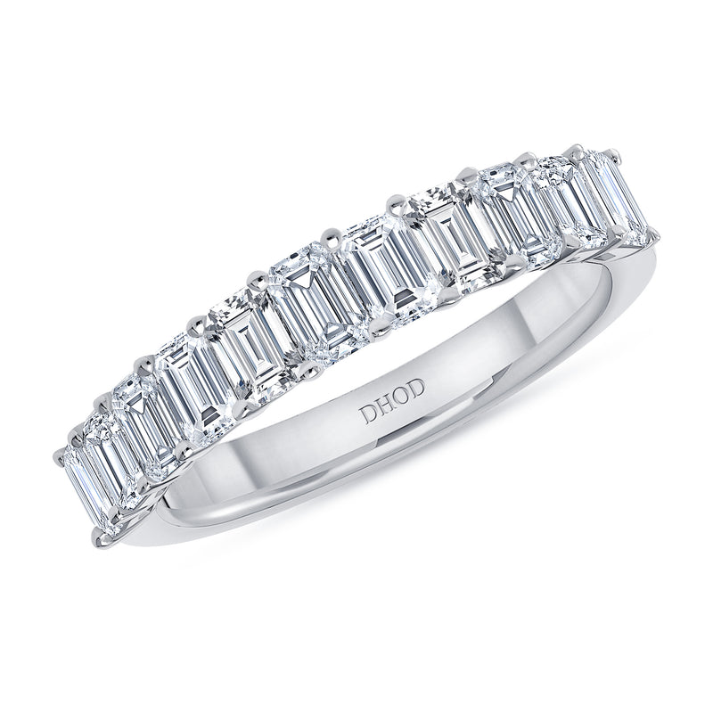 14K Gold Emerald Diamond Halfway Band