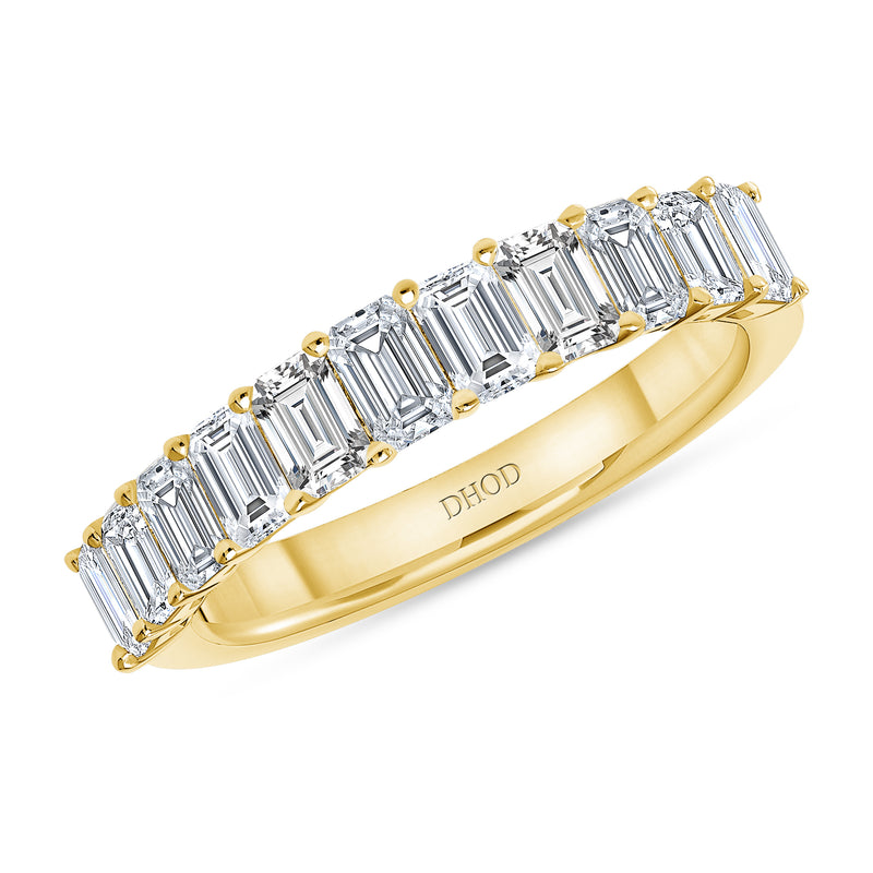 14K Gold Emerald Diamond Halfway Band