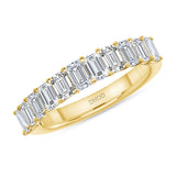 14K Gold Emerald Diamond Halfway Band