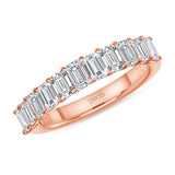 14K Gold Emerald Diamond Halfway Band