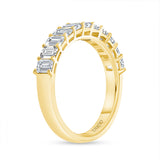 14K Gold Emerald Diamond Halfway Band