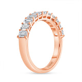 14K Gold Emerald Diamond Halfway Band