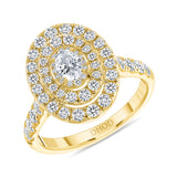 14K White Gold Cluster Natural Oval Diamond Engagement Ring