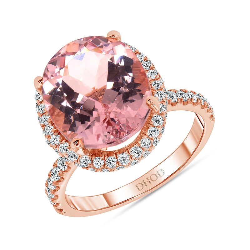14K Gold Oval Morganite Engagement Ring