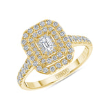 Double Diamond Emerald Engagement Ring