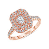 Gold Double Diamond Emerald Engagement Ring