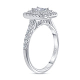 14K Gold Double Diamond Emerald Engagement Ring