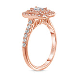 14k Double Diamond Emerald Engagement Ring