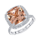 Gold Double Under Halo Cushion Morganite Ring