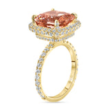 14K Gold Double Under Halo Cushion Morganite Ring