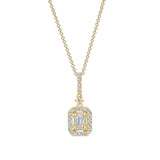 14K Gold Baguette and Round Diamond Pendant