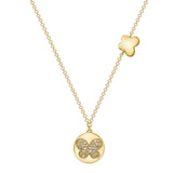 14K Gold Diamond Butterfly Pendant