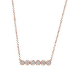 14K Gold Round Diamond Halo Bar Pendant