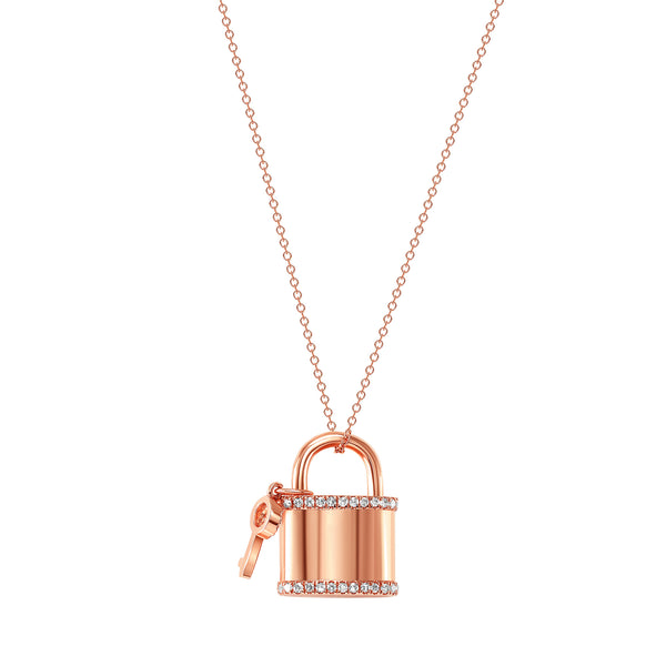 14K Gold Diamond Lock and Key Pendant – David's House of Diamonds