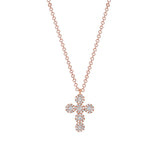 14K Gold Diamond Halo Cross Pendant