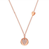 14K Gold Diamond Heart Circle Pendant Necklace
