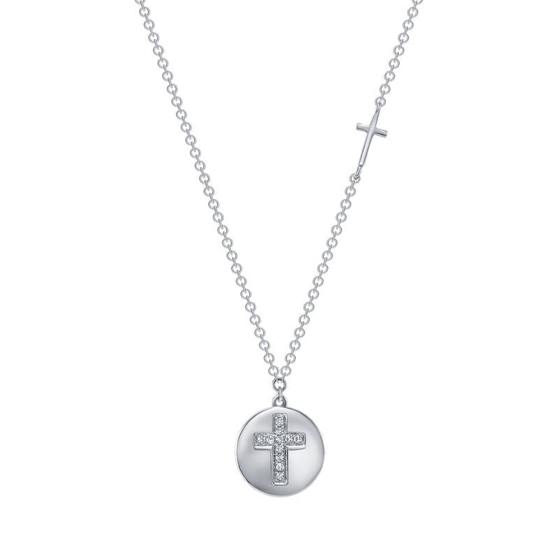 14K Gold Diamond Cross Pendant Necklace