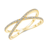 14K Gold Diamond X Band Narrow