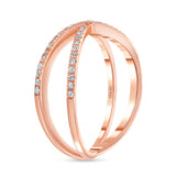 14K Gold Diamond X Band Narrow