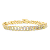 14K Tri Color Gold Small Diamond Cuban Bracelet