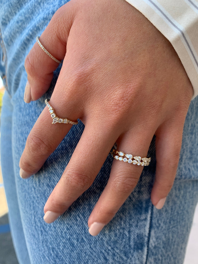 14K Gold Pear Crown Diamond Band