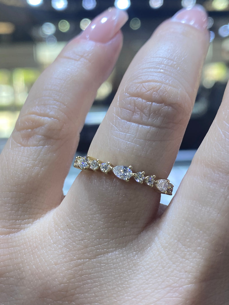 14K Gold Multi Round and Pear Diamond Band