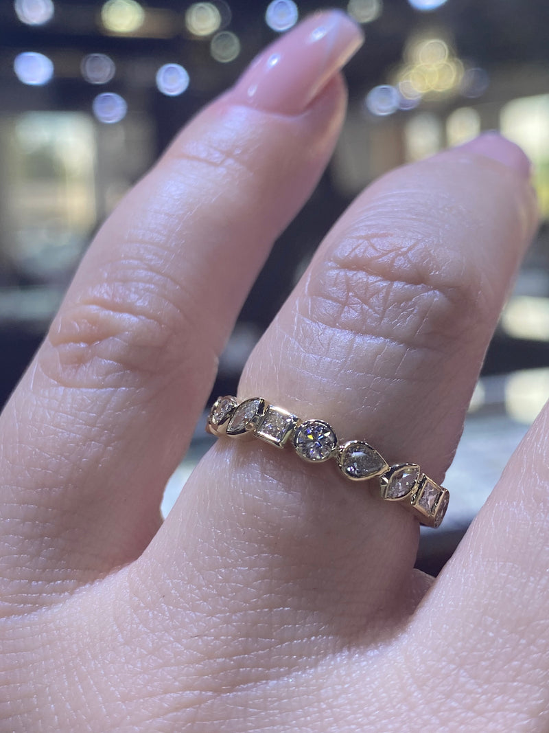 14K Gold Multi Shape Diamond Fashion Band