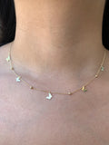 14K Gold Butterfly and Bead Necklace