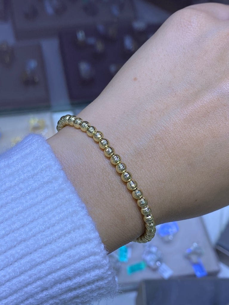 14K Yellow Gold Spaced Diamond Cut Ball Bracelet – David's House