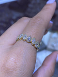 14K Gold Pear and Marquise Diamond Halo Band
